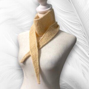 Hand Knit Skinny Scarf Neck Tie Beige